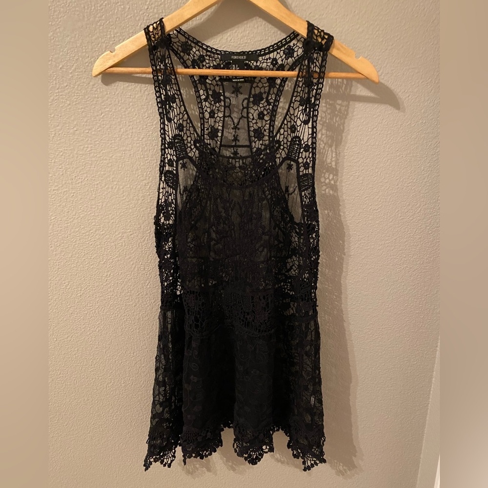 Sheet black lace dress
